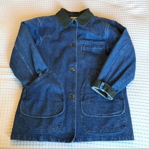EXCELLENT Vintage 90s L.L.Bean Denim Chore Coat with Wool Lining USA Made